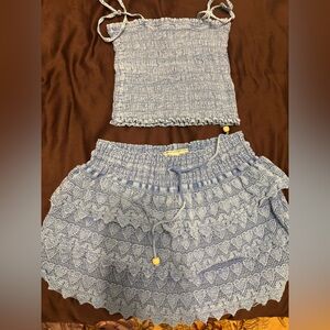 Seaspice Blue Ruffled Skirt Set